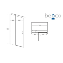 Drzwi prysznicowe Exo-C Black 120x190 BESCO ECB-120-190C bez panelu bocznego
