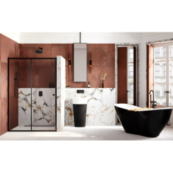 Drzwi prysznicowe Duo Slide Black 140x195 BESCO DDSB-140 bez panelu bocznego