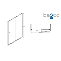 Drzwi prysznicowe Duo Slide Black 140x195 BESCO DDSB-140 bez panelu bocznego