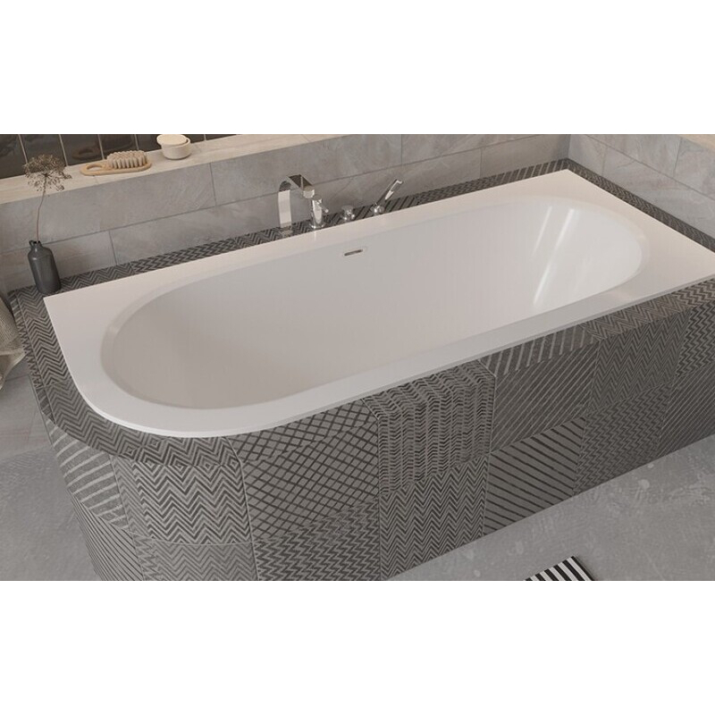 Wanna asymetryczna narożna Avita Slim+ 150x75 biała poł.-prawa BESCO WAV-150-NPP klik-klak z przel.szczelinowy chrom