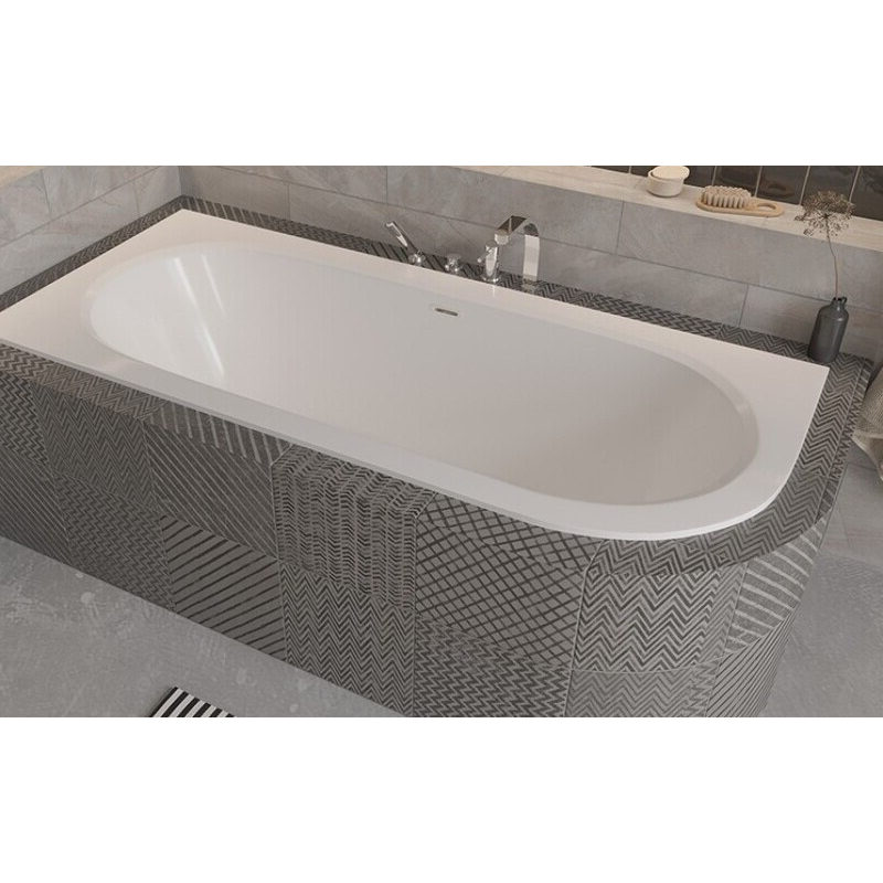 Wanna asymetryczna narożna Avita Slim+ 160x75 biała poł.-lewa BESCO WAV-160-NLP klik-klak z przel.szczelinowy chrom