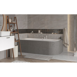 Wanna asymetryczna narożna Avita Slim+ 180x80 biała poł.-lewa BESCO WAV-180-NLP klik-klak z przel.szczelinowy chrom