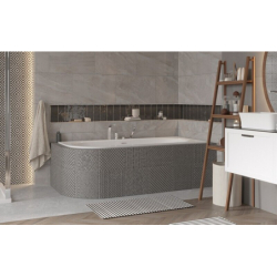 Wanna asymetryczna narożna Avita Slim+ 180x80 biała poł.-prawa BESCO WAV-180-NPP klik-klak z przel.szczelinowy chrom
