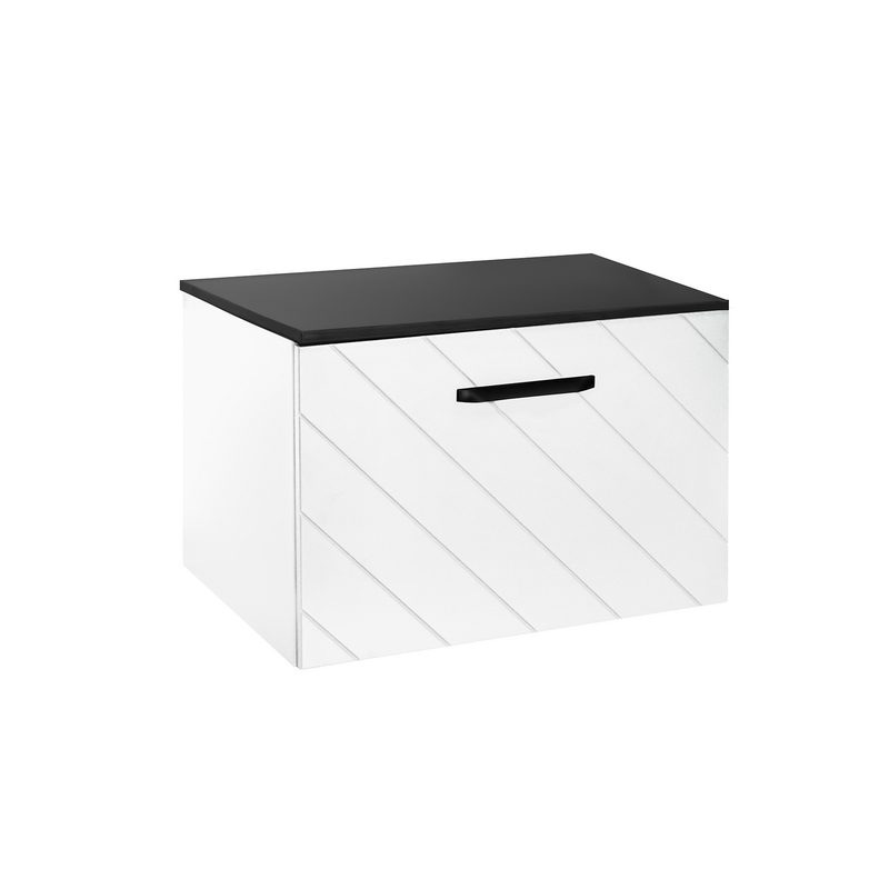 Szafka umywalkowa podwieszana Floo 80x50x40 czarny, uchwyt czarny-lewa BESCO SUF-854-CCL
