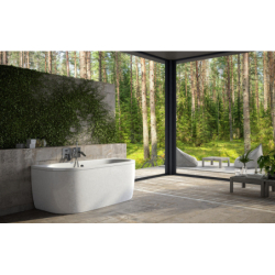 Wanna wolnostojąca owalna przyścienna Volya 150x75 biała poł. BESCO WKV-150-WS klik-klak chrom