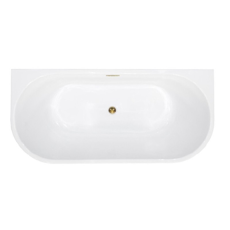 Wanna wolnostojąca owalna przyścienna Vica New Glam 150x80 zew. złoty BESCO WA-150VNZC klik-klak z przel.szczelinowy złoty