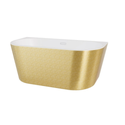 Wanna wolnostojąca owalna przyścienna Vica New Glam 150x80 zew. złoty BESCO WA-150VNZC klik-klak z przel.szczelinowy złoty