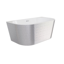 Wanna wolnostojąca owalna przyścienna Vica New Glam 150x80 zew. srebrny BESCO WA-150VNSZ klik-klak z przel.szczelinowy biały