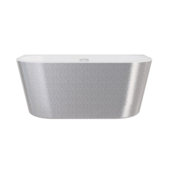 Wanna wolnostojąca owalna przyścienna Vica New Glam 170x80 zew. srebrny BESCO WA-170VNSB klik-klak z przel.szczelin. czarny mat