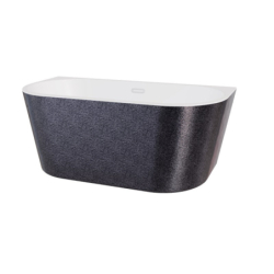 Wanna wolnostojąca owalna przyścienna Vica New Glam 150x80 zew. grafit BESCO WA-150VNGR klik-klak z przel.szczelinowy chrom