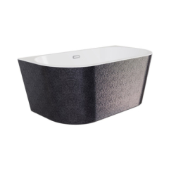 Wanna wolnostojąca owalna przyścienna Vica New Glam 150x80 zew. grafit BESCO WA-150VNGR klik-klak z przel.szczelinowy chrom