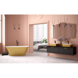 Wanna wolnostojąca prostokątna Assos S-Line Glam 160x70 zew. złoty/wew. biały poł. BESCO WMD-160-ALZ klik-klak chrom