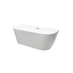 Wanna wolnostojąca owalna przyścienna Vica New 150x80 biała poł. BESCO WAS-150VNCZ klik-klak z przel.szczelinowy czarny mat