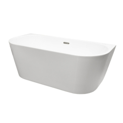 Wanna wolnostojąca owalna przyścienna Vica New 150x80 biała poł. BESCO WAS-150VNCZ klik-klak z przel.szczelinowy czarny mat