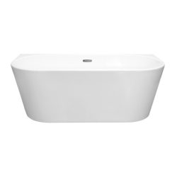 Wanna wolnostojąca owalna przyścienna Vica New 150x80 biała poł. BESCO WAS-150VNCZ klik-klak z przel.szczelinowy czarny mat