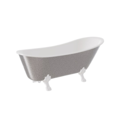 Wanna wolnostojąca owalna Olaya Glam 160x68 zew. srebrny/wew. biały poł., łapy białe BESCO WAO-160-GSW bez syfonu