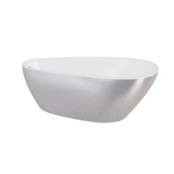 Wanna wolnostojąca owalna Goya A-line Glam 170x80 zew. srebrny/wew. biały poł. BESCO WA-170-GSZ klik-klak z przel. złote