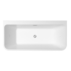 Wanna wolnostojąca prostokątna Varya Glam 170x80 zew. srebrny/wew. biały poł. BESCO WA-170-VRSR klik-klak z przel. chrom