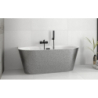 Wanna wolnostojąca owalna Vica Glam 150x80 zew. srebrny/wew. biały poł. BESCO WA-150-VSC klik-klak z przel. czarny mat