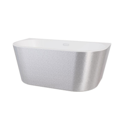 Wanna wolnostojąca owalna Vica Glam 150x80 zew. srebrny/wew. biały poł. BESCO WA-150-VSC klik-klak z przel. czarny mat