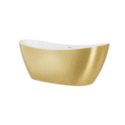Wanna wolnostojąca owalna Ayla Glam 170x80 zew. złoty/wew. biały poł. BESCO WA-170-AYZZ klik-klak z przel. złote