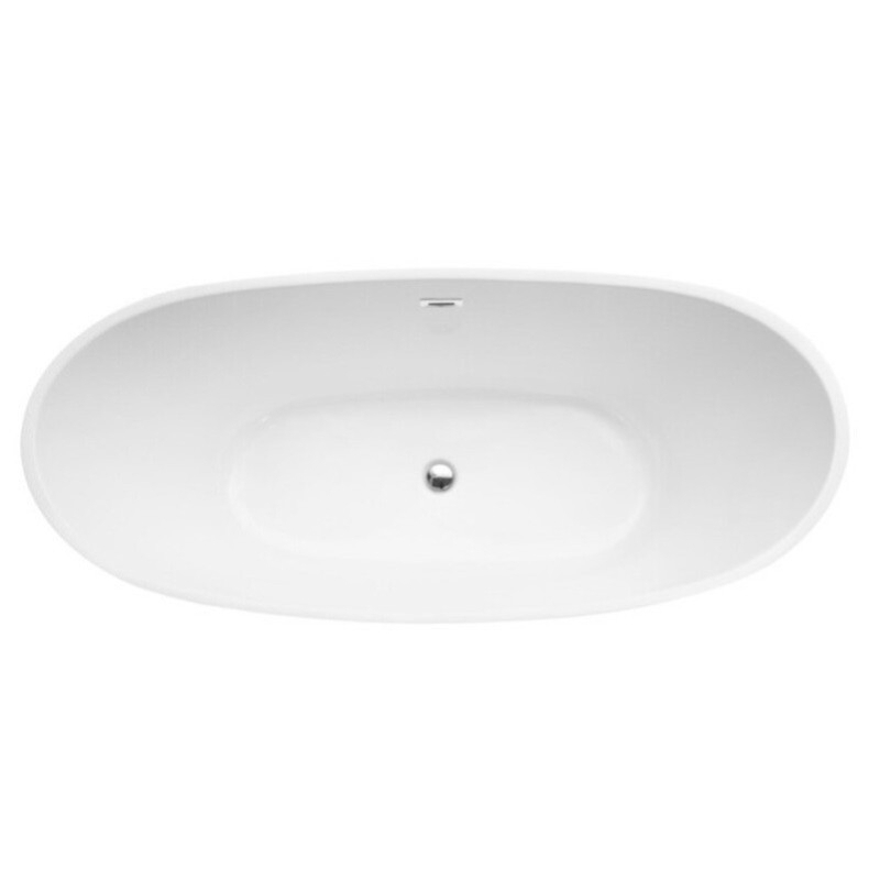 Wanna wolnostojąca owalna Ayla Glam 170x80 zew. złoty/wew. biały poł. BESCO WA-170-AYZC klik-klak z przel. czarny mat