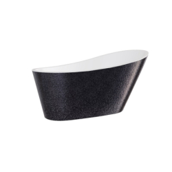 Wanna wolnostojąca owalna Melody Glam 150x80 zew. grafit/wew. biały poł. BESCO WA-150-MGC klik-klak z przel. czarny mat