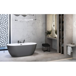 Wanna wolnostojąca owalna Navia Glam 160x80 zew. grafit/wew. biały poł. BESCO WA-160-NGG klik-klak z przel. grafit