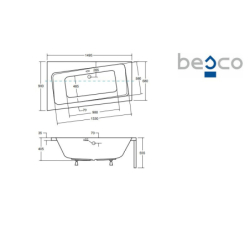 Wanna asymetryczna narożna Infinity 150x90 biała poł.-lewa BESCO WAI-150-NL bez obudowy