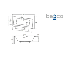 Wanna asymetryczna narożna Infinity 160x100 biała poł.-prawa BESCO WAI-160-NP bez obudowy