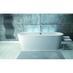 Wanna wolnostojąca owalna Victoria 160x75 biała poł. BESCO WKV-160-WO klik-klak chrom