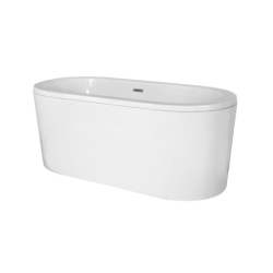 Wanna wolnostojąca owalna Victoria 160x75 biała poł. BESCO WKV-160-WO klik-klak chrom
