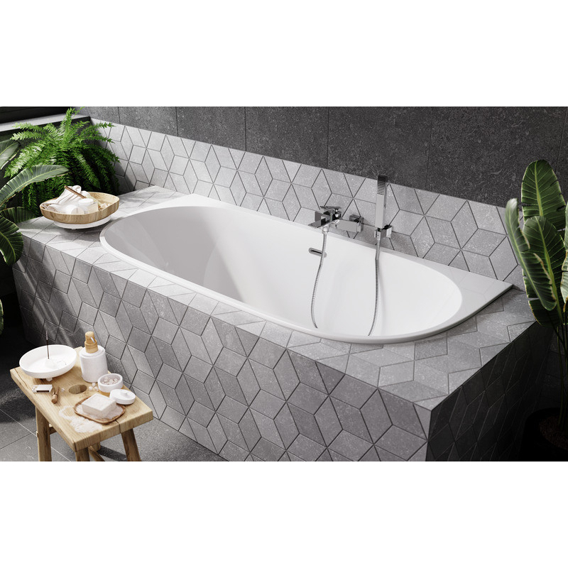 Wanna symetryczna przyścienna Vica Slim+ 170x80 biała poł. BESCO WAVS-170-Z+ klik-klak z przel.szczelinowy złoty
