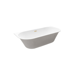 Wanna symetryczna przyścienna Vica Slim+ 170x80 biała poł. BESCO WAVS-170-Z+ klik-klak z przel.szczelinowy złoty