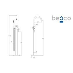 Bateria wannowa wolnostojąca Veo I chrom BESCO BW-VI-CH