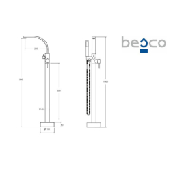 Bateria wannowa wolnostojąca Decco II czarny mat BESCO BW-DII-CZ
