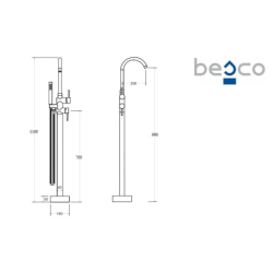 Bateria wannowa wolnostojąca Illusion II czarny mat BESCO BW-III-CZ