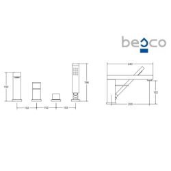 Bateria wannowa 4-otworowa Modern / Varium chrom BESCO BW-MV4-CH