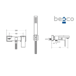 Bateria wannowa ścienna Modern / Varium chrom BESCO BW-MVS-CH