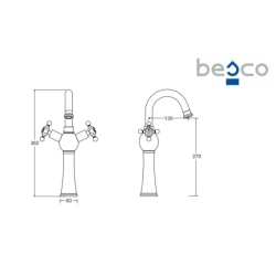 Bateria umywalkowa wysoka Retro I chrom BESCO BU-RI-CH