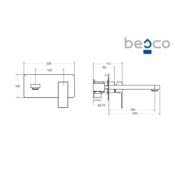 Bateria umywalkowa podtynkowa Modern / Varium czarny mat BESCO BU-MVS-CZ