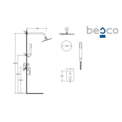 Zestaw prysznicowy podtynkowy Decco / Illusion II czarny mat BESCO BP-DIII-CZ