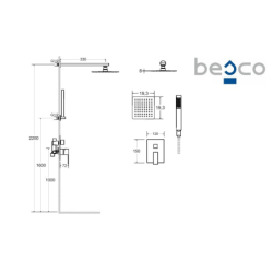 Zestaw prysznicowy podtynkowy Modern / Varium II chrom BESCO BP-MVII-CH