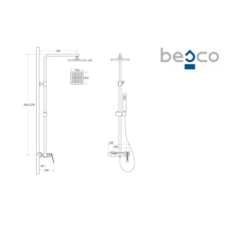 Zestaw prysznicowy natynkowy Aspira chrom BESCO BP-AN-CH