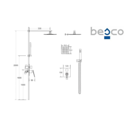 Zestaw prysznicowy podtynkowy Aspira II chrom BESCO BP-AII-CH