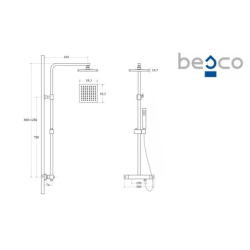 Zestaw prysznicowy natynkowy termostatyczny Modern / Varium czarny mat BESCO BP-MVT-CZ