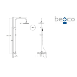 Zestaw prysznicowy natynkowy termostatyczny Decco / Illusion chrom BESCO BP-DIT-CH
