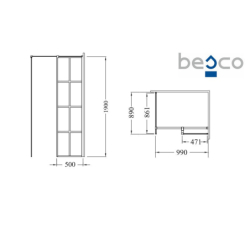Kabina walk in prostokątna Excea 100x90x190 BESCO EXC-109-190B