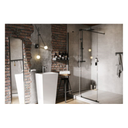 Kabina walk in przesuwna prostokątna Vayo Black 140x200 BESCO VYB-140-200C
