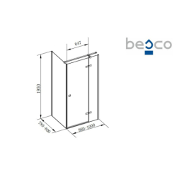 Kabina prysznicowa prostokątna Pixa Black New 100x80x195 prawa BESCO PPP-108-195B
